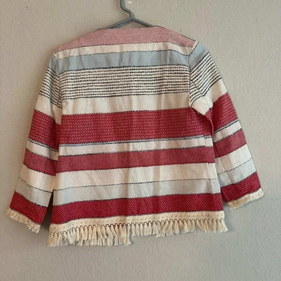 J. McLaughlin Red and Blue Fringe Cardigan Sweater - Picture 6 of 6